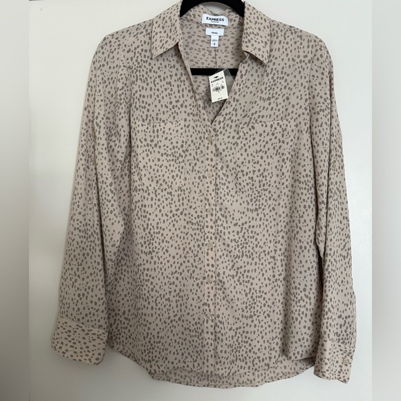Express | Original (Taupe) Pebble Print Portofino Shirt sz S NWT - Picture 1 of 3